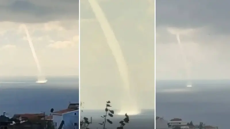 Marmara Denizi'nde Hortum Paniği: Görüntüleri Cep Telefonu Kamerasına Yansıdı