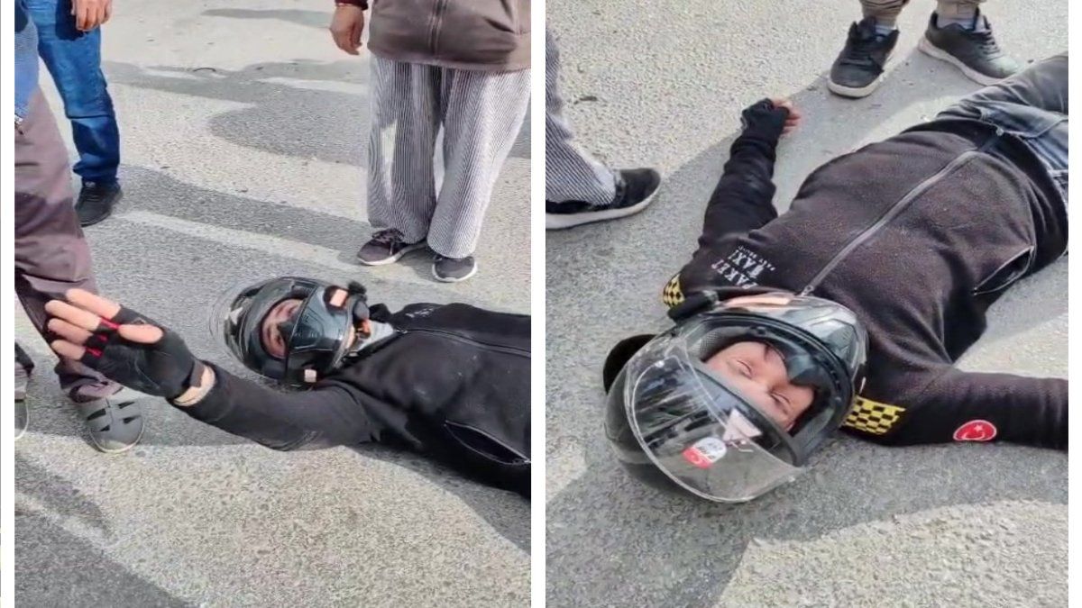 Yaralı Motosiklet Sürücüsünden Örnek Davranış: 