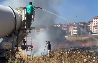 Sıradışı Müdahale: Beton Mikseriyle Yangın Söndürüldü
